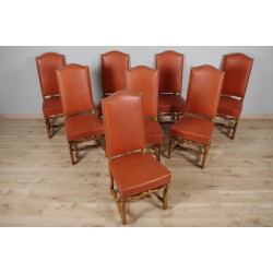 Восемь стульев из овчины в стиле Людовика XIII