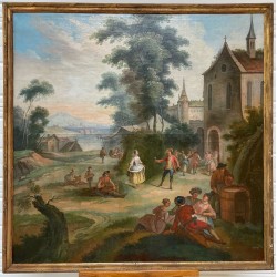 Французская школа XVIII века: сцена деревенского праздника