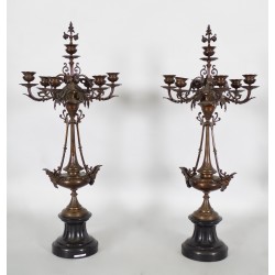 Пара бронзовых канделябров эпохи Наполеона III в стиле Барбедьенн