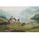 Теодор Левинья: Пастушка и овцы в горах.